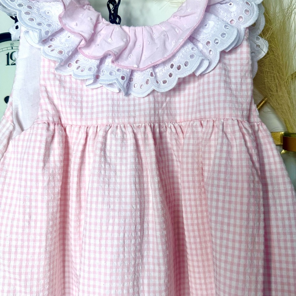 Pink Gingham Kids Casual Dress - Picture 3 of 5
